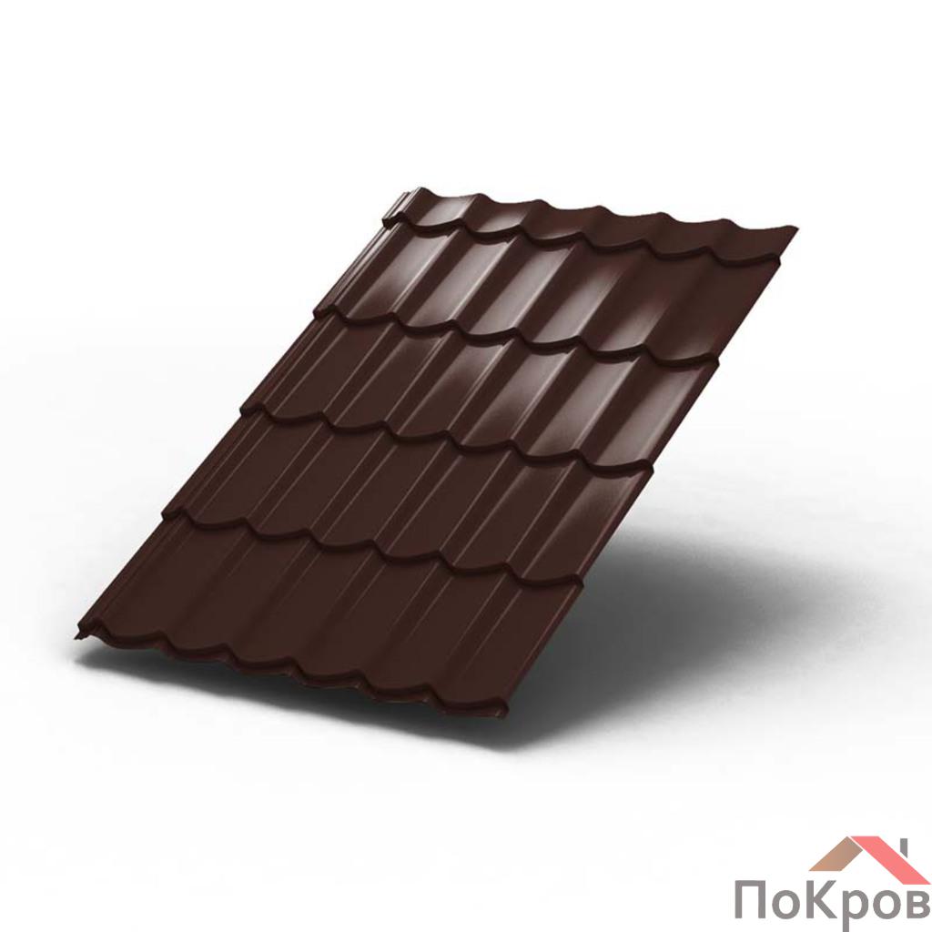 Металлочерепица МП Макси (ПРМ-03-8017-0.5) коричневый шоколад