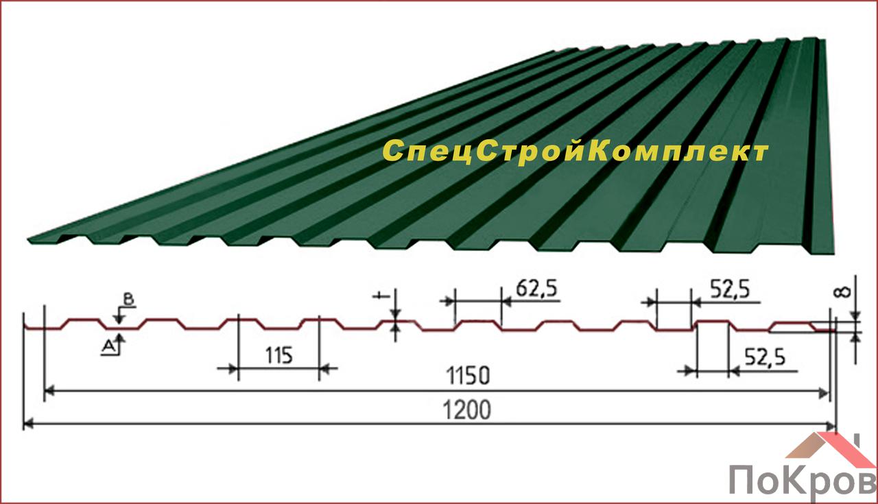 Профилированный лист С-8х1150 (VikingMP E-20-6005-0.5) зеленый мох